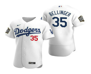 Men Los Angeles Dodgers #35 Cody Bellinger White 2020 World Series Authentic Flex Nike Jersey->mlb patch->Sports Accessory
